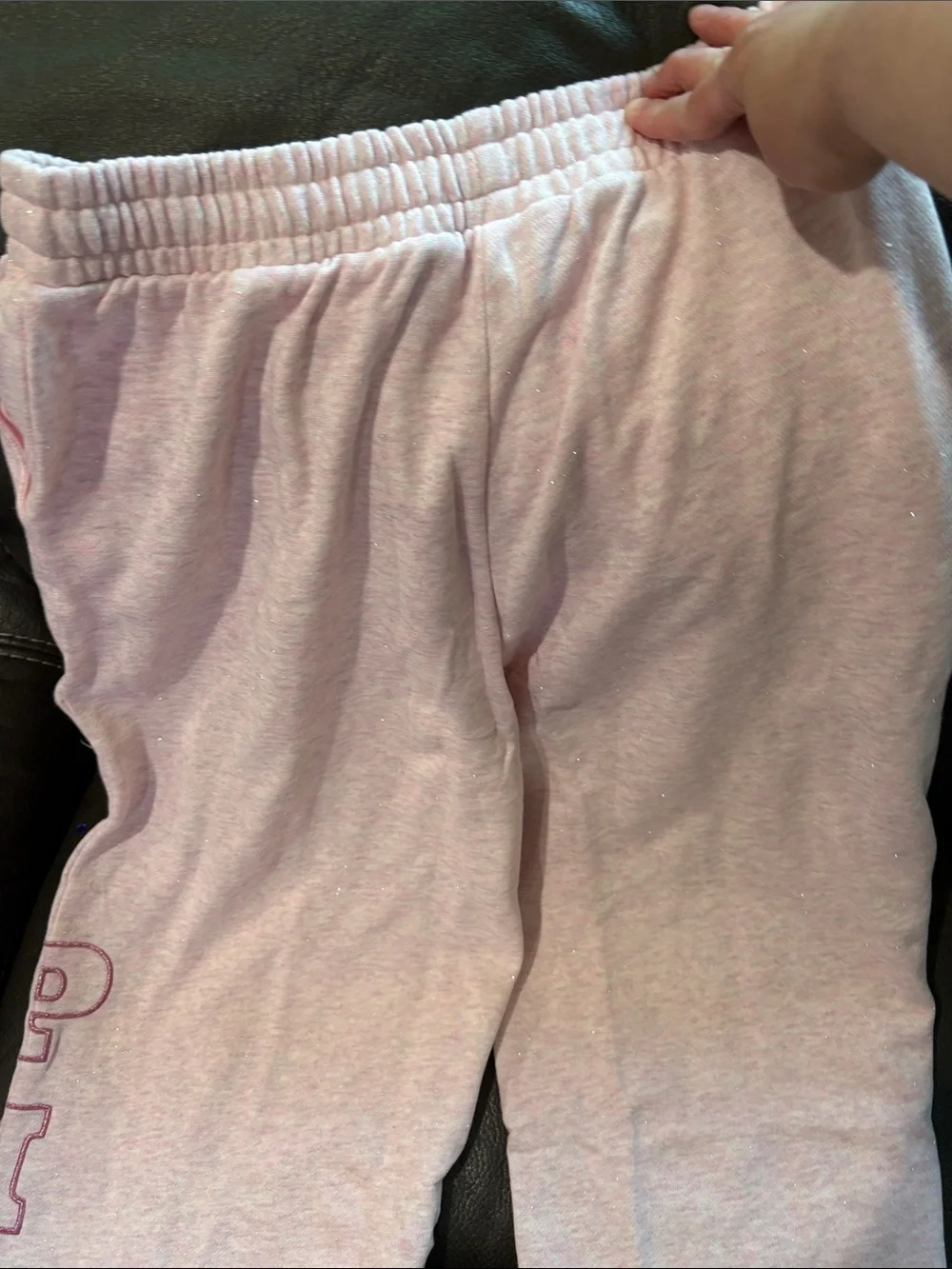Victoria Secret Pink fleece wide leg sweatpants in heather pink petal woven
